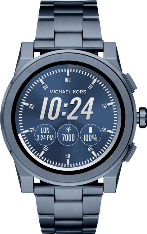 michael kors mkt5028 access grayson mens navy tone smartwatch|Michael Kors Access Men's Grayson Stainless Steel Bracelet.